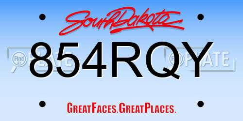 854RQY South Dakota License Plate