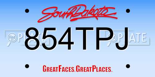 854TPJ South Dakota License Plate