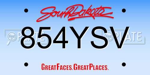 854YSV South Dakota License Plate