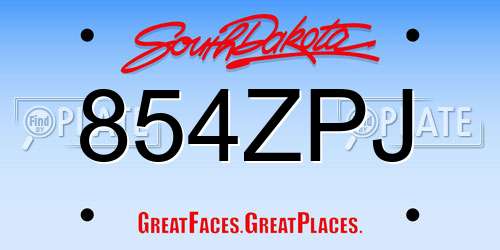 854ZPJ South Dakota License Plate