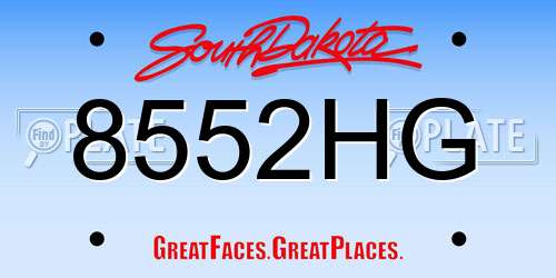 8552HG South Dakota License Plate