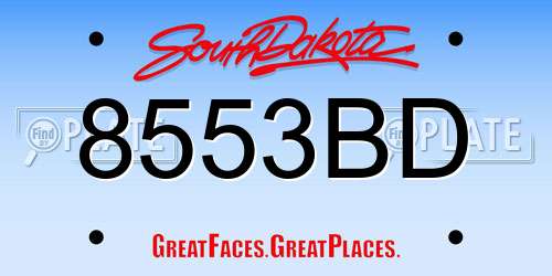 8553BD South Dakota License Plate