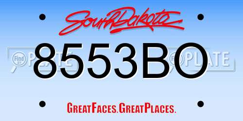 8553BO South Dakota License Plate