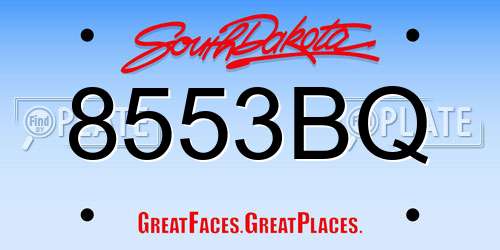 8553BQ South Dakota License Plate