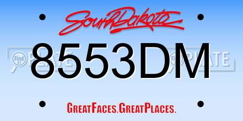 8553DM South Dakota License Plate