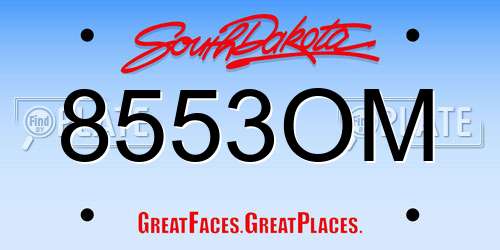 8553OM South Dakota License Plate