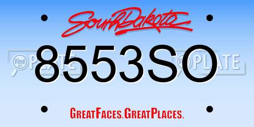 8553SO South Dakota License Plate