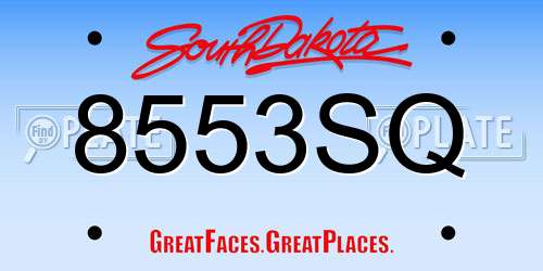 8553SQ South Dakota License Plate