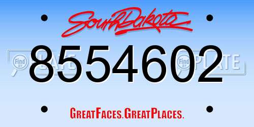 8554602 South Dakota License Plate