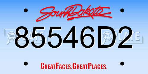 85546D2 South Dakota License Plate