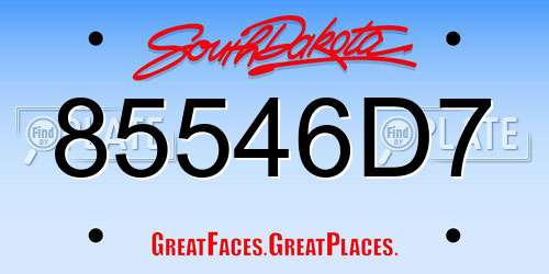 85546D7 South Dakota License Plate