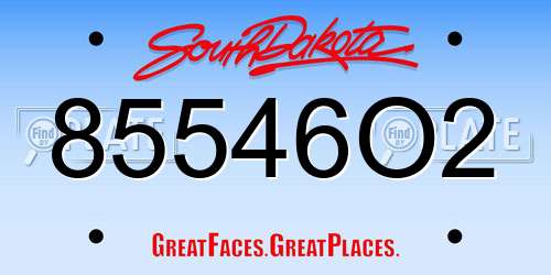 85546O2 South Dakota License Plate