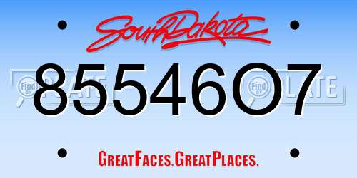 85546O7 South Dakota License Plate