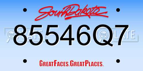 85546Q7 South Dakota License Plate