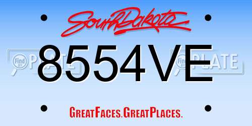 8554VE South Dakota License Plate