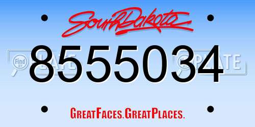 8555034 South Dakota License Plate