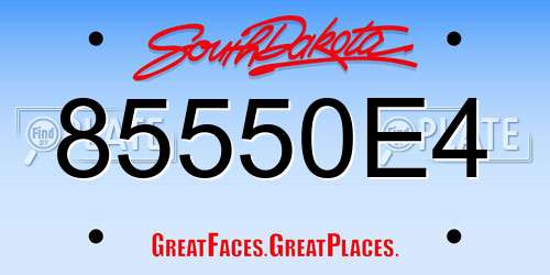 85550E4 South Dakota License Plate