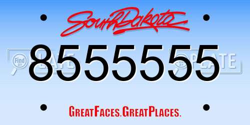 8555555 South Dakota License Plate