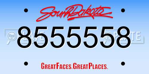 8555558 South Dakota License Plate
