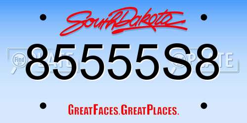 85555S8 South Dakota License Plate