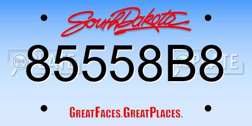 85558B8 South Dakota License Plate