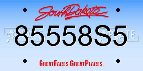 85558S5 South Dakota License Plate