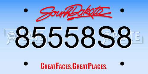 85558S8 South Dakota License Plate