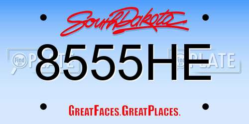 8555HE South Dakota License Plate