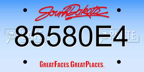 85580E4 South Dakota License Plate
