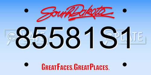 85581S1 South Dakota License Plate