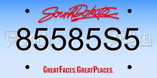 85585S5 South Dakota License Plate