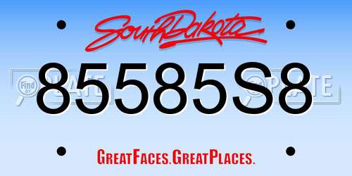 85585S8 South Dakota License Plate