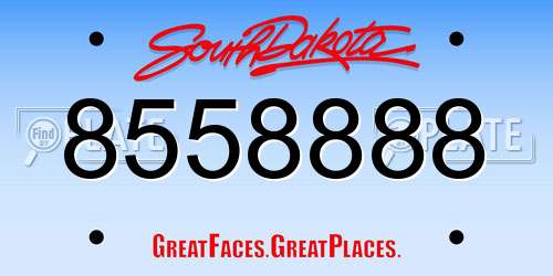 8558888 South Dakota License Plate
