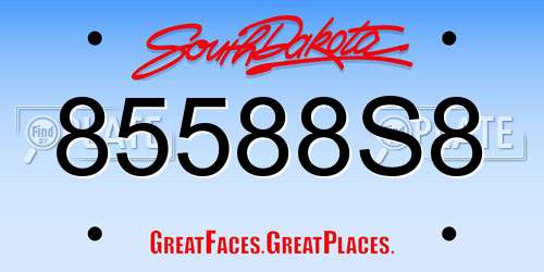 85588S8 South Dakota License Plate