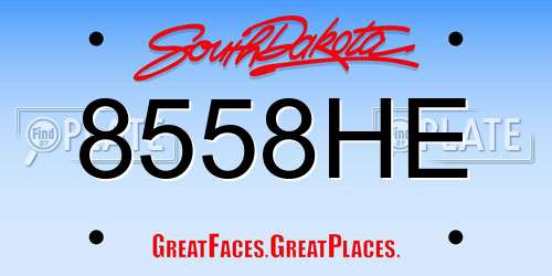 8558HE South Dakota License Plate