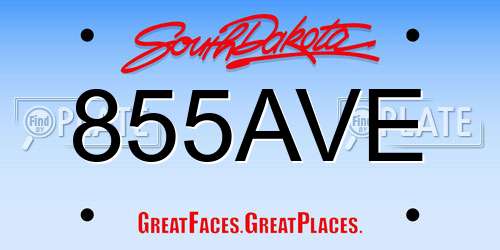855AVE South Dakota License Plate