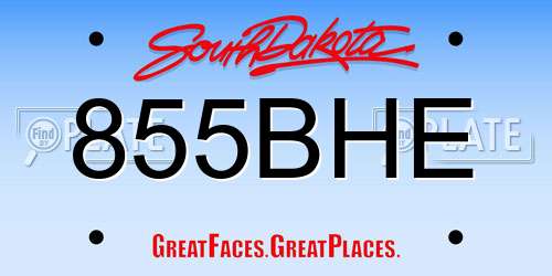 855BHE South Dakota License Plate