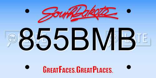 855BMB South Dakota License Plate