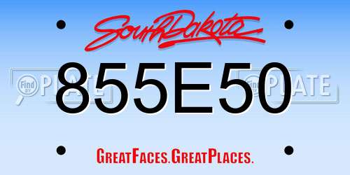 855E50 South Dakota License Plate