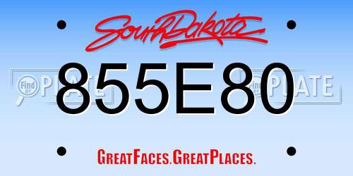 855E80 South Dakota License Plate