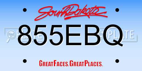 855EBQ South Dakota License Plate