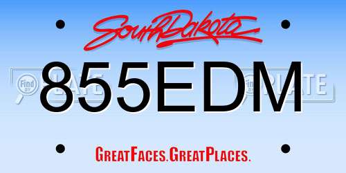855EDM South Dakota License Plate