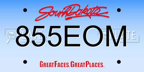 855EOM South Dakota License Plate