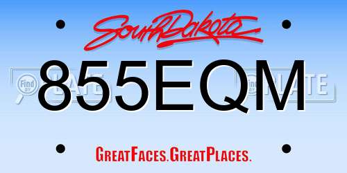 855EQM South Dakota License Plate