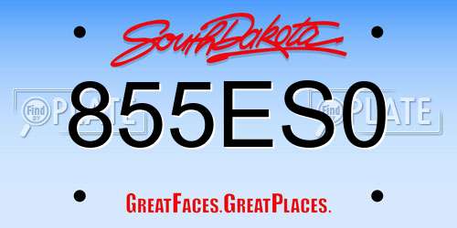 855ES0 South Dakota License Plate