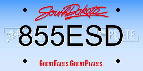 855ESD South Dakota License Plate