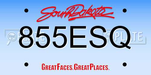 855ESQ South Dakota License Plate