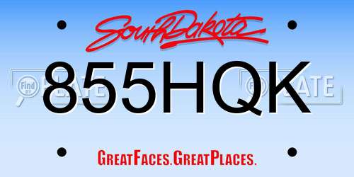 855HQK South Dakota License Plate