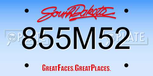 855M52 South Dakota License Plate