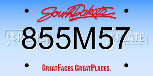 855M57 South Dakota License Plate